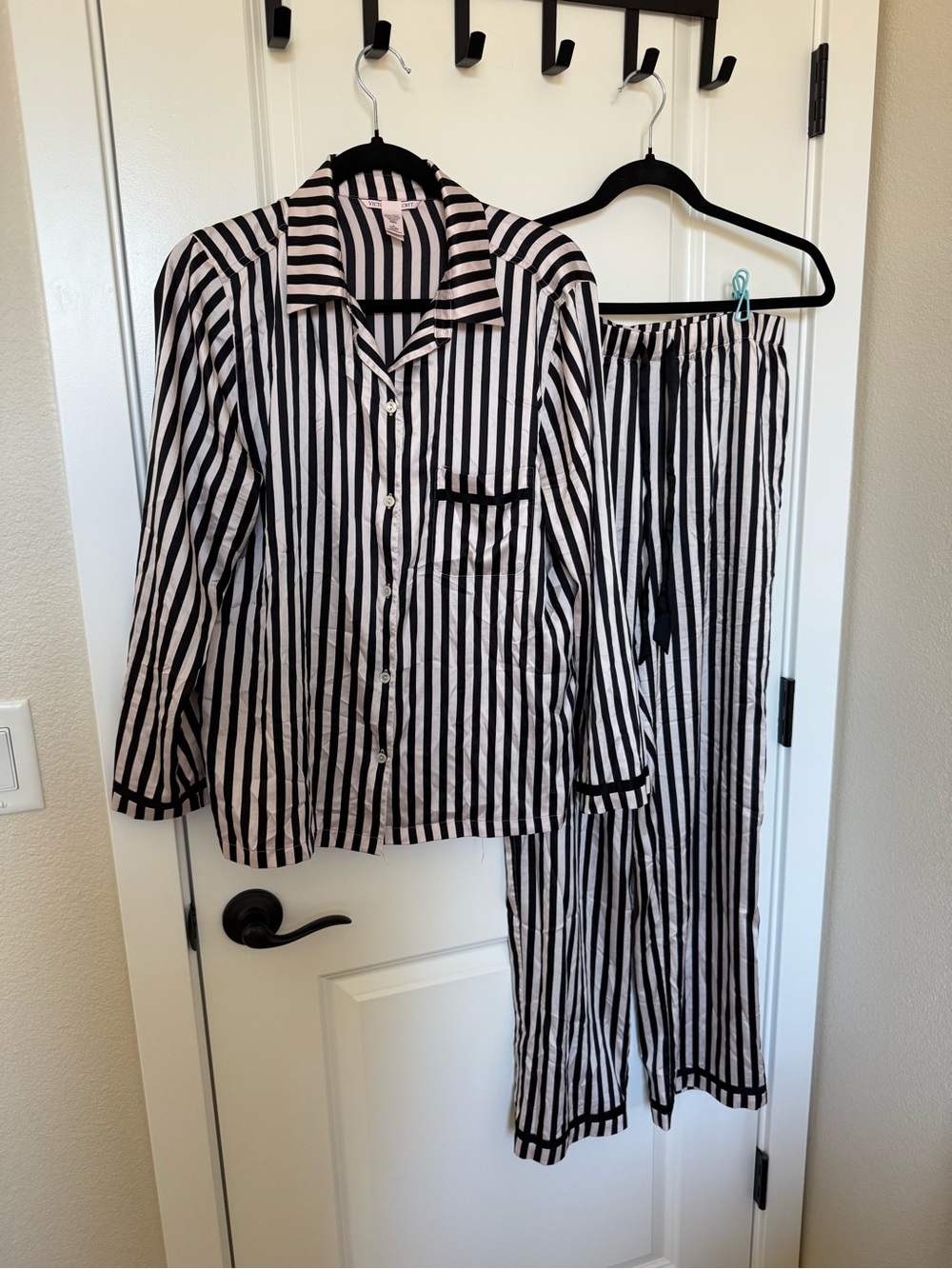 Women’s Black and White Stripe Pajama Set Victoria secret